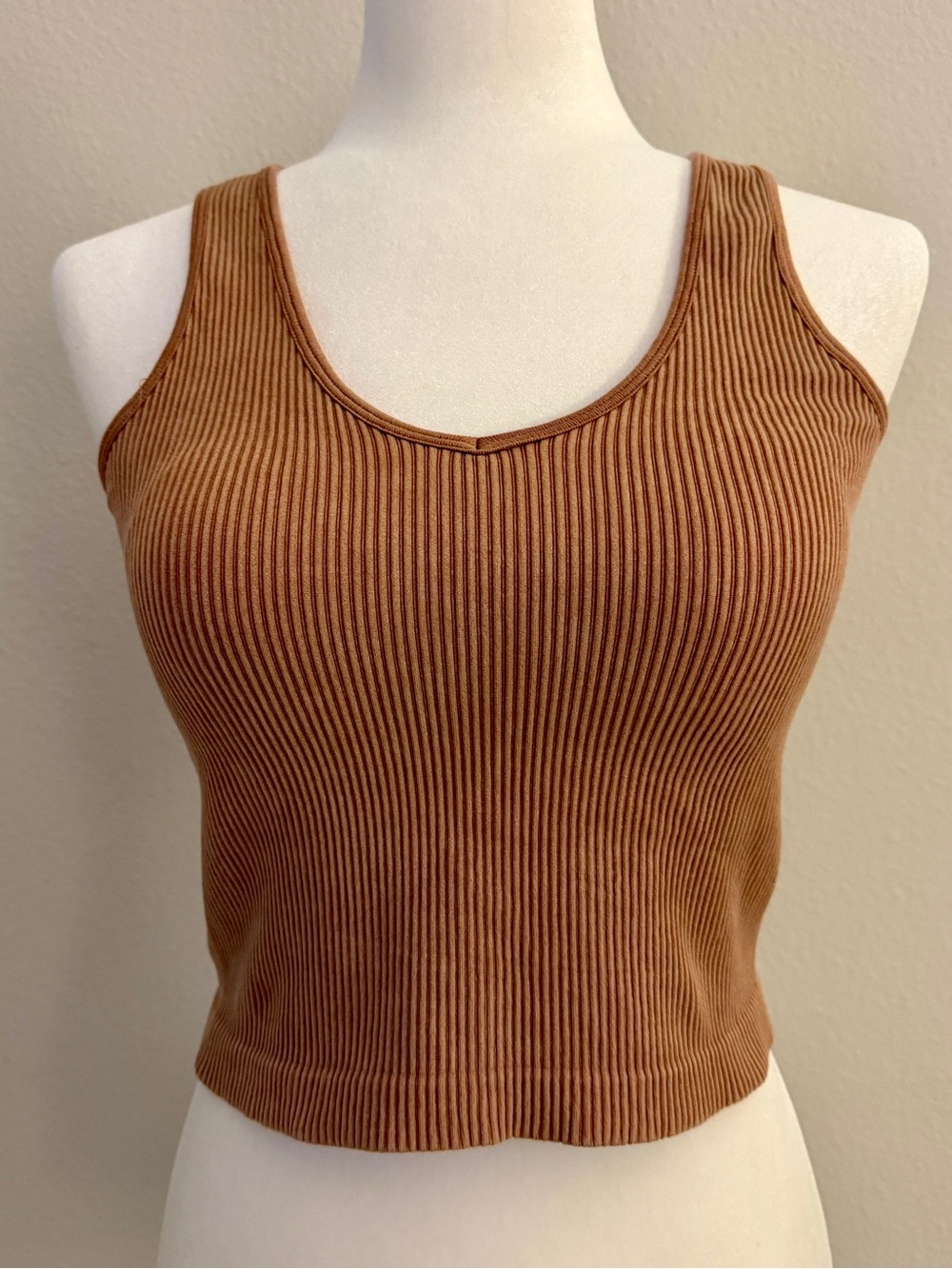Altar’d State AS Revival Ribbed Padded V Neck Tank Orange One Size - EUC